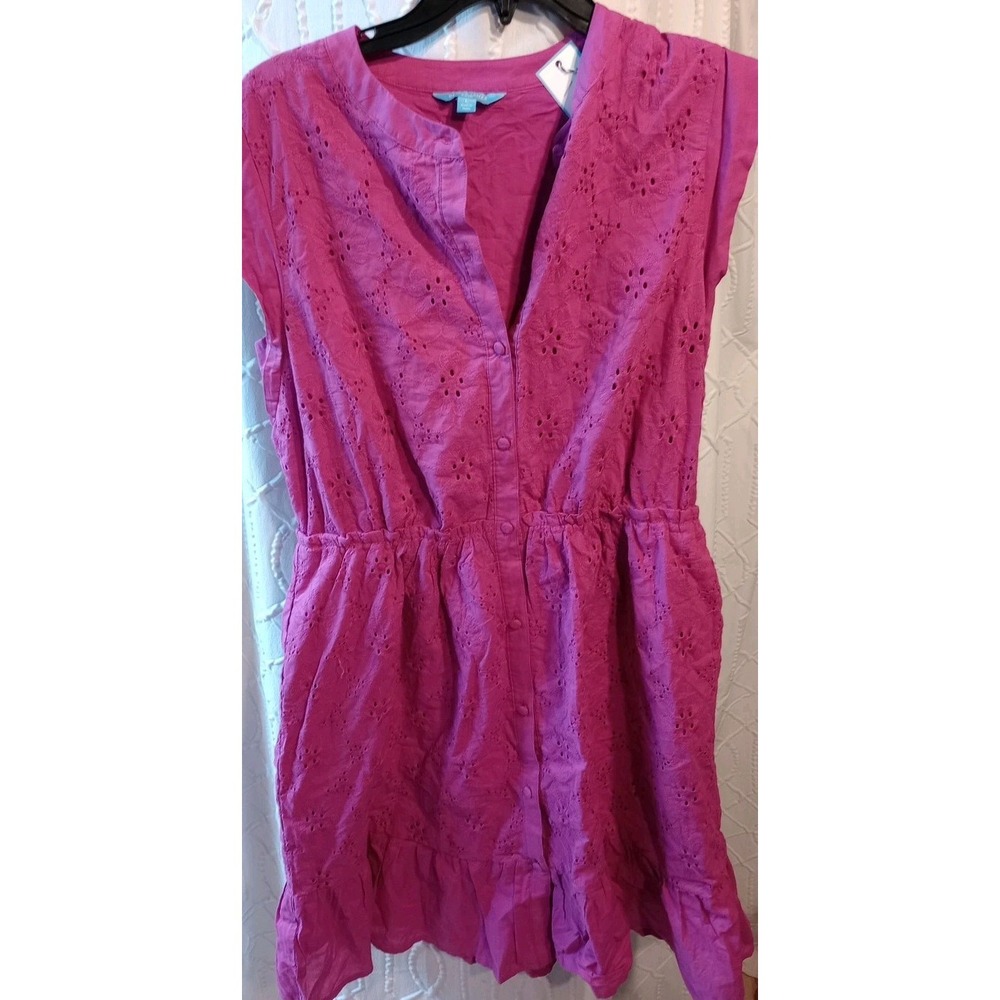 Draper James Women's Size Large Embroidered Button Front Dress Orchid NWT $59